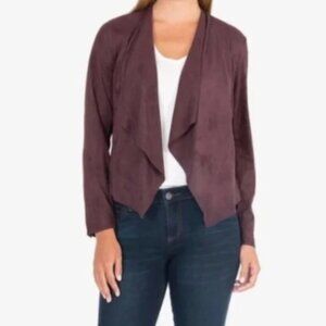 Kut front the Kloth Jacket Womens Size M Burgundy Faux Suede Drape Waterfall